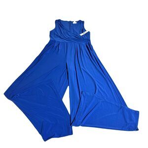 Eliza J Sleeveless Faux Wrap Wide Leg Jumpsuit XL Cobalt Blue MISSING BELT NWT